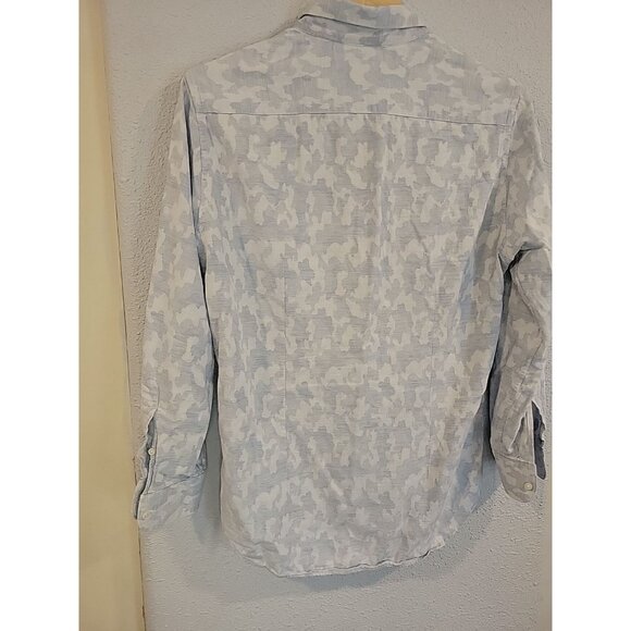 Zara Man Shirt Adult Medium Blue Gray Button Up long Sleeve Slim Fit Casual Mens - Picture 4 of 5